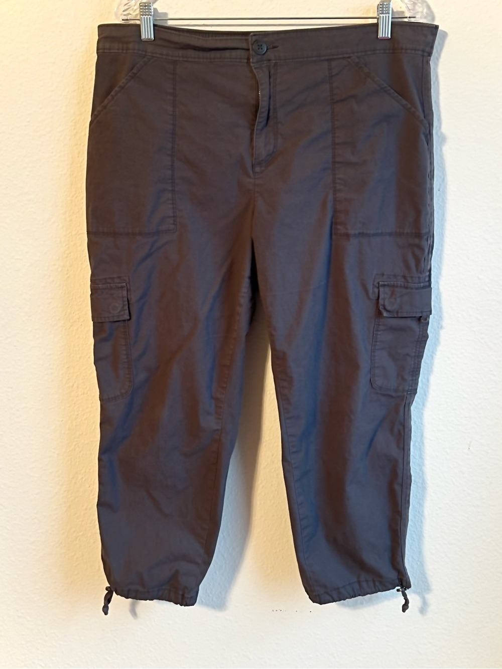 Social Standard Sanctuary Dark Grey Cargo Capris with Drawcord Hem